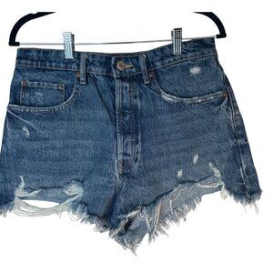 2/$30 ZARA Size 10 Distressed Denim High Waisted Button Fly Shorts